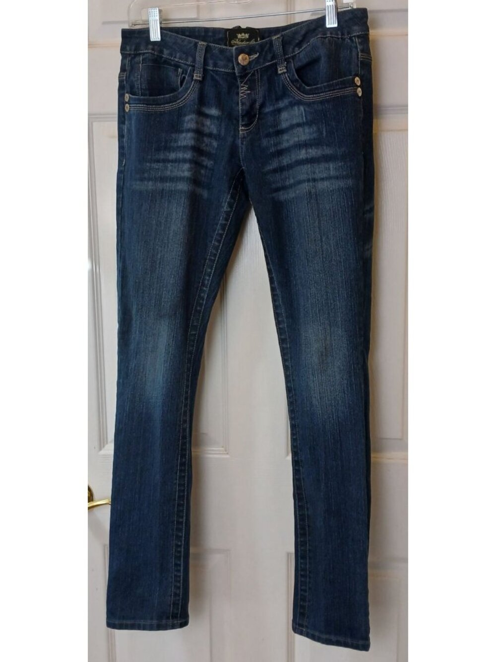 Akademiks Womens Sz 8 Embellished Skinny Jeans Sequin Back Pockets Dark Wash *N3 - Picture 11 of 15